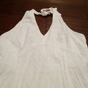 (Marilyn Monroe Style) White Eyelette Halter Dress